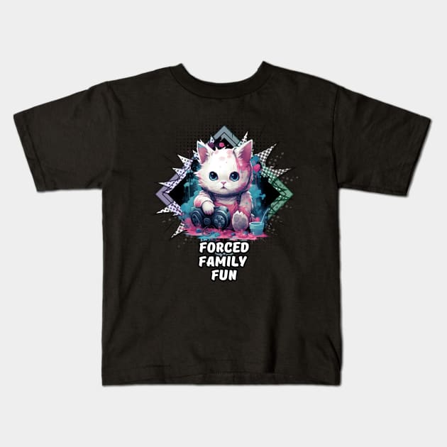 Forced Family Fun - Gamer Cat Kids T-Shirt by MaystarUniverse